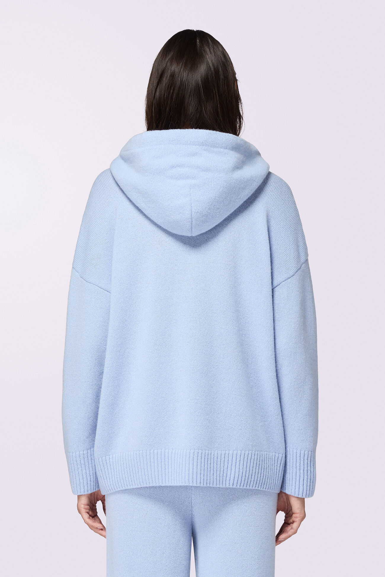 Angels Patch Knit Hoodie Light Blue